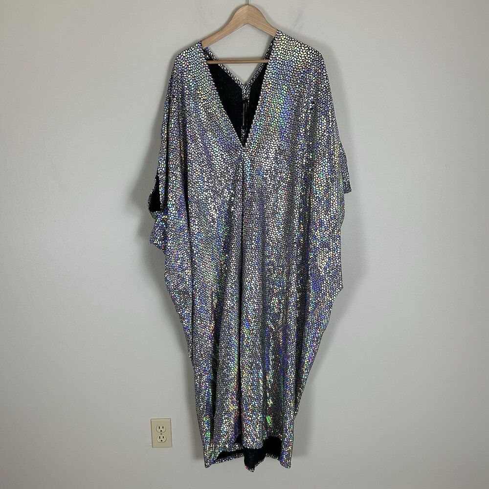 JENNAFER GRACE Caftan Kimono Silver Bling Scale Mermaid Fish